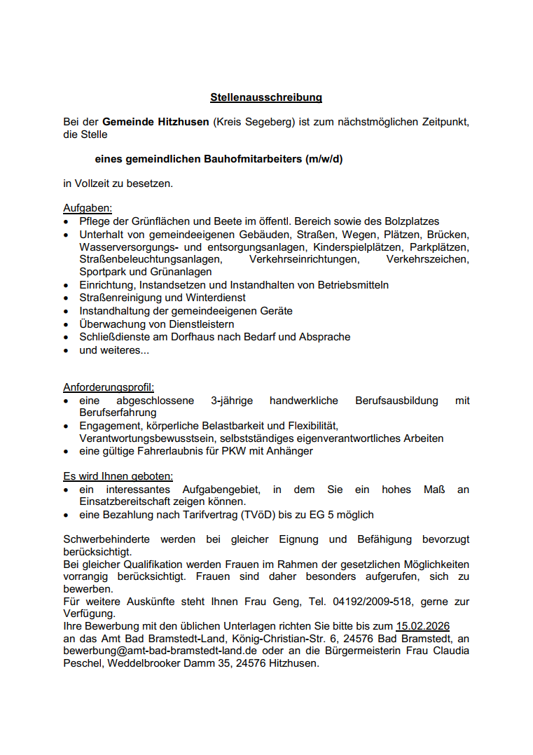 Stellenausschreibung